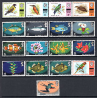 British Solomon Islands 1975 Fish, Birds, & Flora - British Obliterated Set MNH (SG 285-300 & 298a) - Salomonseilanden (...-1978)