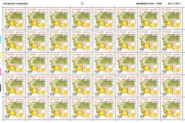 2017-Tunisie-Espèces D'Agrumes -Citron Eureka - En Feuille Entière 40V  - MNH***** - Agricoltura