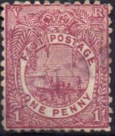 FIJI/1896/USED/SC#55/ FIJIAN CANOE/ BOATS/ 1p LILAC ROSE - Fiji (...-1970)