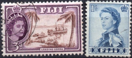 FIJI/1954-6/USED/SC#148, 152/ QUEEN ELIZABETH II /QEII / FIJI CULTURE / LANDSCAPES / PARTIAL SET - Fiji (...-1970)