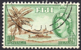 FIJI/1954/USED/SC#B3/ QUEEN ELIZABETH II /QEII  / PICTORICAL/ SEMI POSTAL - Fiji (...-1970)