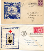 ETATS-UNIS.1932-1948.  "G.WASHINGTON"."CLARA BARTON".DEUX LETTRES CROIX-ROUGE.RED CROSS. - 1941-1950