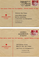 SUISSE.1955.1959.PUBLICITE "EXP.INTERN.ALIMENTATION LAUSANNE"."JOURNEE DE LA FAIM".  DEUX LETTRES CROIX-ROUGE  - Ernährung