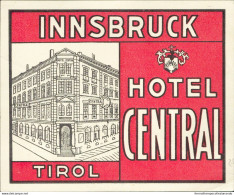 Bh39 Etichetta Da Bagaglio Hotel Central Innsbruck Tirol Austria - Andere & Zonder Classificatie