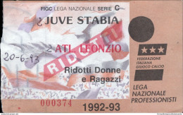 Bl62 Biglietto Calcio Ticket  Juve Stabia  - Atletico Leonzio 1992-93 - Biglietti D'ingresso