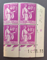 France 1936  N°281 En Bloc De 4 14/11/35  **TB - 1930-1939