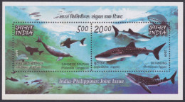 Inde India 2009 MNH MS Marine Life, Joint Issue With Philippines, Gangetic Dolphin Butanding Fish Fishes Miniature Sheet - Neufs