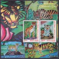 Inde India 2011 MNH MS Children's Day, Tiger, Children, Drawing, Art, Tigers, Wildlife, Wild Life Animal Miniature Sheet - Neufs