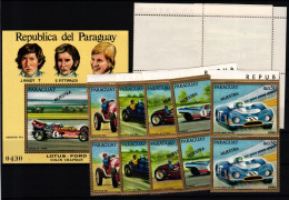 Paraguay 2287-2296 Und Block 180 Postfrisch Mit Aufdruck MUESTRA / Autos #KC756 - Paraguay