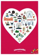 Linnamäki Amusement Park Helsinki Finland Unused Postcard. Heart With Attractions. Publisher Linnamäki - Finlandia