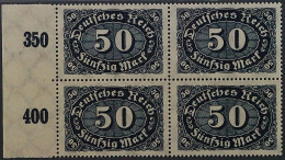 Dt. Reich  246 C **  50 Mk. SELTENE FARBE, VIERERBLOCK, Geprüft KW 70,- € - Ongebruikt