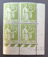 France 1933  N°284A En Bloc De 4  7/2/33 Infime * Sur Un Timbre Et BdF, Le Reste **TB - 1930-1939