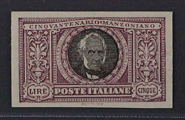 Italien  193 U * Manzoni 5 Lire UNGEZÄHNT, Wz. Kopfstehend, RARITÄT, Michel -,- - Nuevos