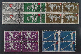 SCHWEIZ, 555-59 VIERERBLOCK Patria 1951 (SBK B51-55) Zentrum-Stempel, 240,-SFr - Oblitérés