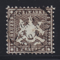 1862, WÜRTTEMBERG 21, 1 Kr. Schwarzbraun, Weite Zähnung Top-Stück Geprüft 550,-€ - Gebraucht