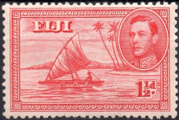 FIJI/1940-9/MH/SC#132/ KING GEORGE VI / KGVII / FIJI CULTURE / OUTRIGGER CANOE / 1/2p PERF 13 1/2 - Fiji (...-1970)