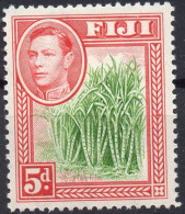 FIJI/1938-55/MH/SC#124/ KING GEORGE VI / KGVII / FIJI CULTURE / SUGAR CANE / 5p ROSE RED & YELLOW GREEN - Fiji (...-1970)