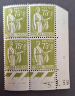 France 1933  N°284A En Bloc De 4  5/1/39  **TB - 1930-1939