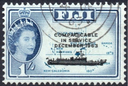 FIJI/1963/USED/SC#205/ QUEEN ELIZABETH II /QEII / COMPAC CABLE/ TELECOMUNICATIONS - Fiji (...-1970)