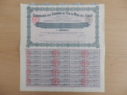 OBLIGATION 250 FRANCS COMPAGNIE DES CHEMAINS DE FER DU MIDI DE L'ITALIE 1921 - Bahnwesen & Tramways