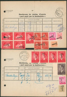 Taxe - Lot De 4 Bordereaux De Remise D'envoi, Port Payé Par Le Destinataire Taxé Par Poortman / Lunettes "T" - Storia Postale