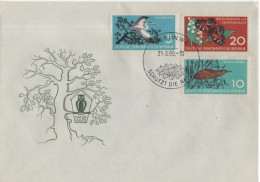 Germany DDR 1959 FDC Vögel Birds Bird Fischreiher Rohrdommel Heron Bittern Butterfly Butterflies Owl - 1950-1970