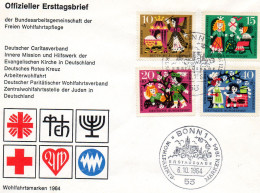 ALLEMAGNE.1964.FDC  "BELLE AU BOIS DORMANT" GRIMM.Surtaxe "OEUVRES BIENFAISANCE". - Märchen, Sagen & Legenden