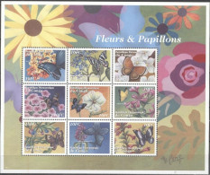 Congo Ex Zaire 2001, Flowers And Butterflies, 9val In BF - Nuovi