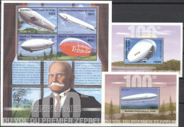Congo Ex Zaire 2001, Zeppelin, 4val In BF +2BF - Nuovi