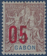 France Colonies GABON Type Groupe 1912 N°67* 05 Sur 4c Variété Surcharge 05 Sur Faciale R & TTB - Unused Stamps