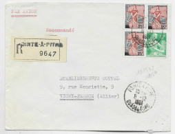 MARIANNE A LA NEF 25FRX3+10FR LETTRE REC POINTE A PITRE GUADELOUPE 8.12.1961 AU TARIF - 1959-1960 Marianne à La Nef