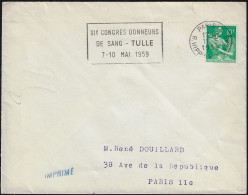 France 1959. Flamme XIe Congrès National Des Donneurs De Sang, Tulle - Medizin