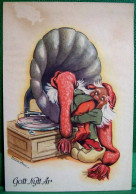 CPA MINIATURE . ILLUSTRATEUR . CUNNAR DAMLIN . NAINS ET GRAMOPHONE ; DWARFS AND PHONOGRAPH ; Tiny Old Pc , A/s - Contes, Fables & Légendes