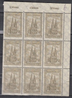 DR 262 A, 9erEinheit Mit P OR , Postfrisch **, Kölner Dom, 1923 - Ongebruikt