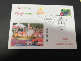 29-6-2024 (112) Paris Olympic Games 2024 - Torch Relay (Etape 43) In Saint-Dizier (28-6-2024) With OZ Stamp - Estate 2024 : Parigi