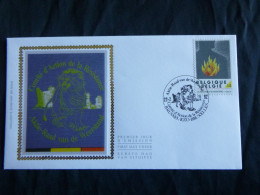 1992 2444 FDC Zijde/soie (Brus/brux) : " De Weerstand / La Résistance  " - 1991-2000