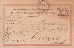 France Alsace Ambulant Mülhausen / AltMünsterol Sur Entier Postal 1885 - Cartas & Documentos