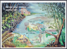 Inde India 2003 MNH MS Snake, Snakes, Wildlife, Wild Life, Animal, Forest, River, Bamboo, Night, Reptile Miniature Sheet - Altri & Non Classificati