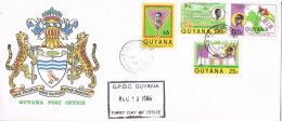 55614. Carta F.D.C. GEORGETOWN (Guyane) Guayana 1986. Shet President Burnham - Guyana (1966-...)