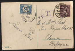 Allemagne 1922 - CP De Düsseldorf Vers Anvers (B) Taxée - Très Rare (1019) - 1922-1923 Lokalausgaben