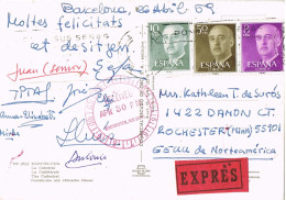 55620. Postal EXPRES, Urgente BARCELONA 1959. Vista De La Catedral - Brieven En Documenten