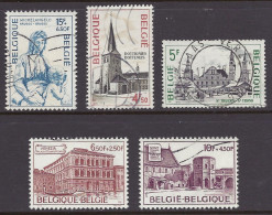 Belgium 1975 -  Buildings Pesaro Palace Venice, Saint Bavo’s Abbey Gent, Virgin Michelangelo, Dottignies - Lot Used - Oblitérés