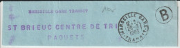 1983 - MARSEILLE GARE TRANSIT + CACHET BRIGADE B ! COLLIER ACCOMPAGNEMENT SAC => ST BRIEUC CENTRE DE TRI PAQUETS - Poste Ferroviaire