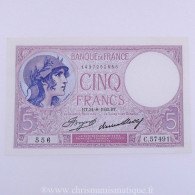 5 Francs Violet 31.8.1933, C.57491/556, SUP - 5 F 1917-1940 ''Violet''