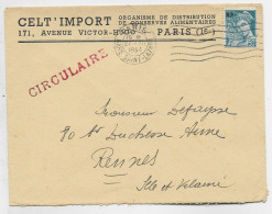 FRANCE MERCURE 50C RF SEUL LETTRE PARIS 27.XII.1944 TARIF CIRCULAIRE IMPRIME - 1938-42 Mercure