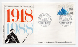 - FDC L'ARMISTICE DU 11 NOVEMBRE 1918-1988 - - Prima Guerra Mondiale