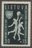 Lithuania, Postage, Stamp, Scott#B53, Mint, Hinged, 30+15, Basketball, Crest, - Lithuania