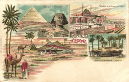 PC EGYPT PYRAMID SPHINX DESERT SCENE MEMPHIS, Vintage Litho Postcard (b55263) - Piramiden