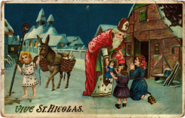 PC SAINT NICHOLAS, VIVE ST. NICOLAS, Vintage EMBOSSED Postcard (b55430) - Saint-Nicolas