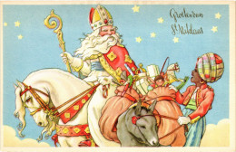 PC SAINT NICHOLAS, GROETEN VAN ST. NIKLAAS, Vintage Postcard (b55385) - Saint-Nicolas